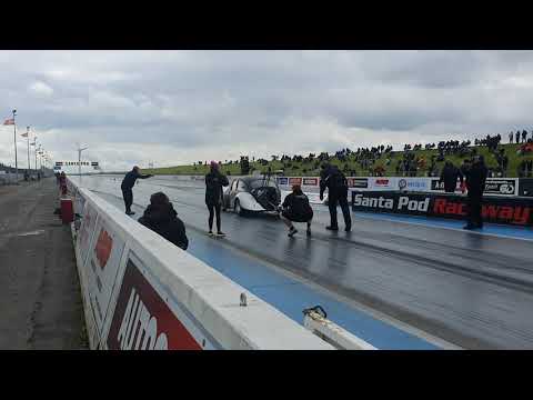 the wanger is back .  VWDRC Subaru powered beetle at Santa pod.