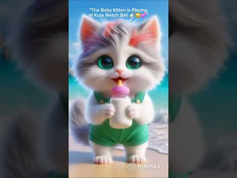The Baby Kitten is Playing at Kuta Beach Bali #cutecat #cute #cats #kitten #funny #cat #usa