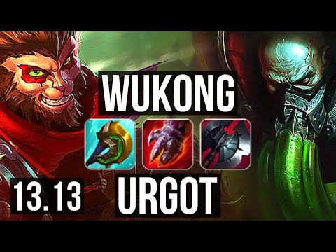 WUKONG vs URGOT (TOP) | 10/1/8, 1.5M mastery, Godlike, 300+ games | NA Master | 13.13
