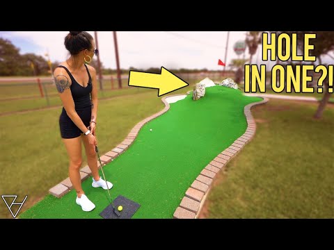 Ridiculously Tough Mini Golf Hole In One Risk Putt!
