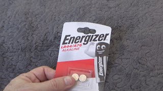 Energizer LR44 A76 Alkaline Button Batteries 1.5V 2 pcs Unboxing and Test