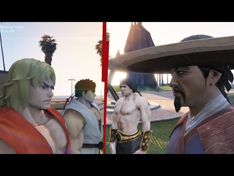 Liu Kang & Kung Lao vs. Ryu & Ken - Ultimate Fight (GTA 5)