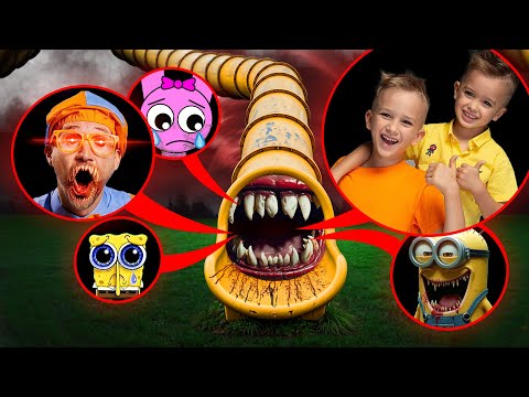 SLIDE EATER EAT VLAD AND NIKI, BLIPPI.EXE, SPRUNKI, MINION.EXE, SPRUNKI, SPONGEBOB.EXE