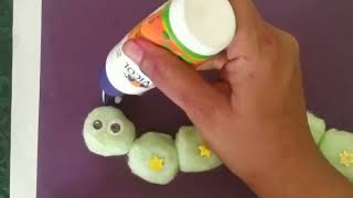How to make caterpillar with paper and cotton balls | Easy Art | Craft Idea for kids |