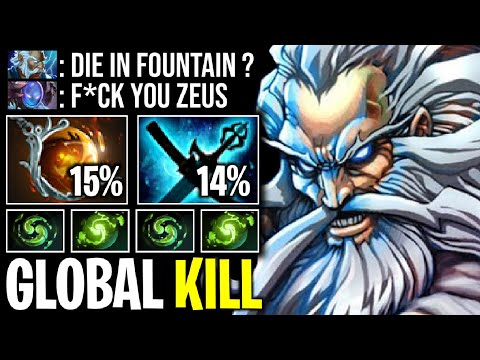 GLOBAL KILL..!! Aghanim Scepter 3x Refresher Zeus Fountain Kill 7.26 | Dota 2