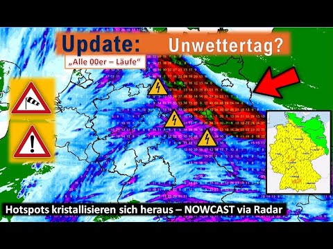 #UPDATE #Unwettertag? Hotspots kristallisieren sich heraus mit punktuell über 50l/m² #Nowcast