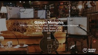 Video thumbnail for Snacks 003: Gibson Memphis 1964 ES-345 with Bigsby Mono Varitone Olive Drab Ltd. by Russo Music