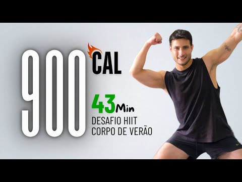DESAFIO HIIT 43 MIN para perder barriga gastando MUITA caloria - sem equipamentos