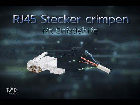 Wie man ein RJ45 Stecker mit Einfädelhilfe auf ein Cat5e/6 Kabel crimpt