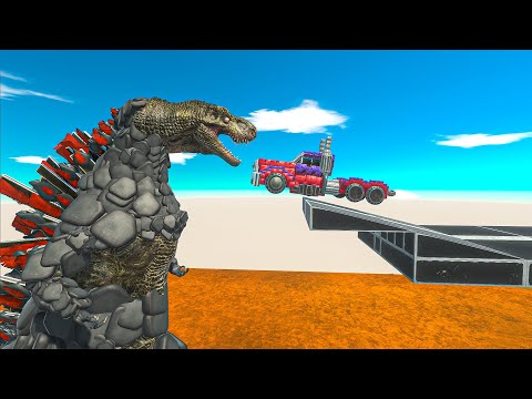 CAR JUMP INTO TO WORKSHOP UNITS - Animal Revolt Battle Simulator