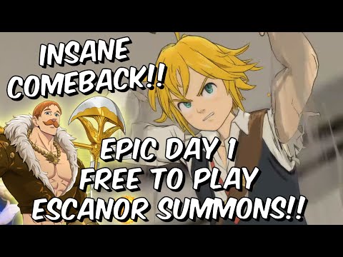 EPIC Free To Play Day #1 Escanor Summons - INSANE CEO COMEBACK?!?! - Seven Deadly Sins: Grand Cross