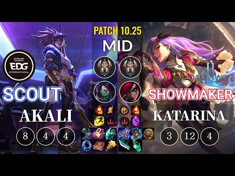 EDG Scout Akali vs DWG Showmaker Katarina Mid - KR Patch 10.25