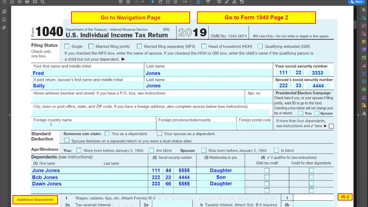 Form 1040 Earned Income Credit, Child Tax Credit