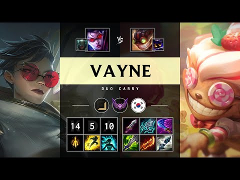 Vayne ADC vs Ziggs: Triple Kill, Unstoppable - KR Master Patch 14.19