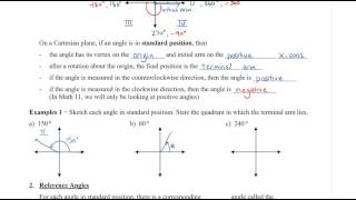 Math 11 - Sec 2.1 Angles in Standard Position