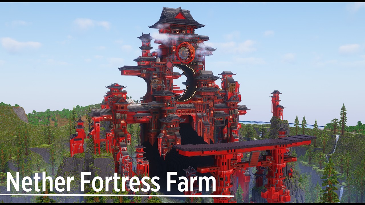 【マインクラフト】ネザーフォートレスファームと和風サイバーパンクな建築が出来上がるまで(4K/60fps)　#minecraft