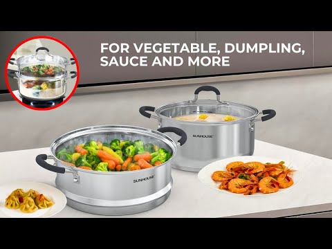 Sunhouse - 3.3 Quarts Steamer Pots: Cookware For Vegetable, Dumpling, Sauce