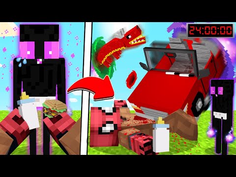 FAKİR KÜÇÜK ENDERMAN BAKICISI OLDU! 24 SAAT! (TEHLİKELİ!) - Minecraft