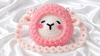 How to make cute crochet sheep purse tutorial step by step! 🎀🐑 #crochet #handmade #diy #crochetbag