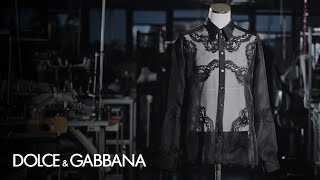  #DGFattoAMano Oversize Organza Shirt with Lace Inserts