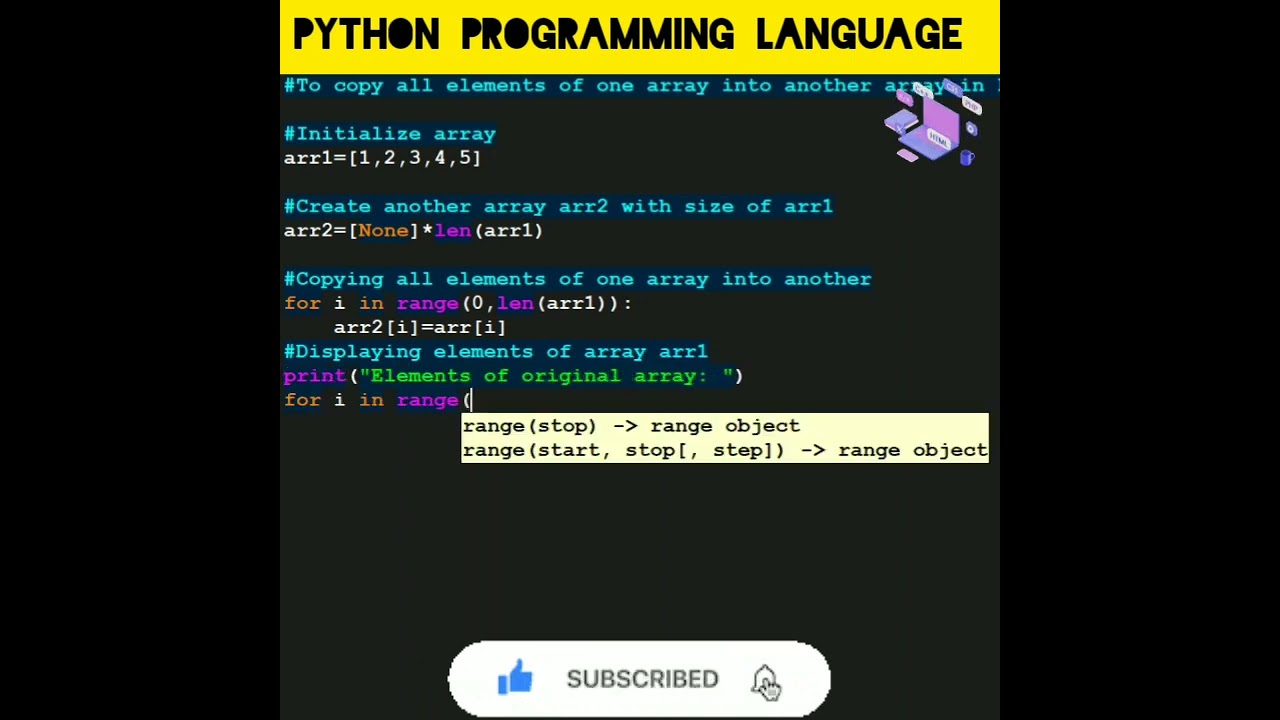 #python 88 To copy all elements of one array into another array in Python | #shorts #coding #array