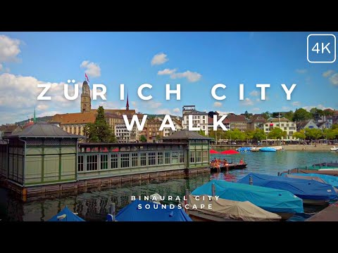 Cozy Walk Through Zürich, Switzerland | Binaural City Sounds For Studying | 4K ASMR