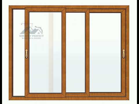 3-panel sliding window- Golden Oak