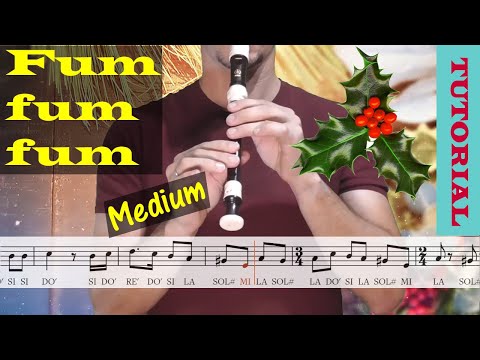 Fum fum fum (25 de diciembre) - Tutorial flauta con partitura | Karaoke instrumental