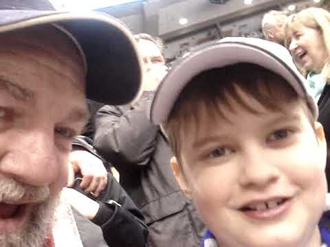 Leafs win 4 3 OT goal by #21 JVR Feb 21st 2015 Joshua Madden and his Dad Steve Toronto vs WPG Jets