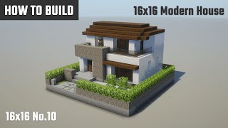 マイクラ建築：モダンな家の作り方。現代風一軒家ver2。16x16 No.10【Minecraft】