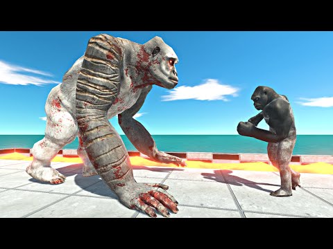Old Goro vs Mutant Primates on Lava Tank - Animal Revolt Battle Simulator