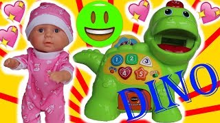 VTech Baby Feed Me Dino Toy Eats Candies and Toy cars, plays music and dances | Video for toddlers