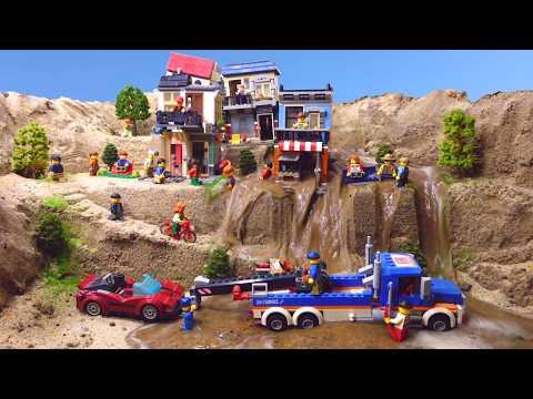 Dam Collapse Causes LEGO City Flooding - LEGO Dam Breach - Natural Disaster Simulation