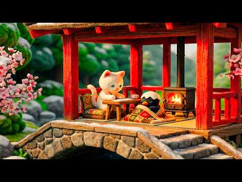 Snowy Japanese Garden ⛩️ Relaxing Lofi Music to Study & Focus