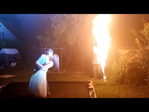 Fiery Wedding Portrait Shows Wall Of Fire