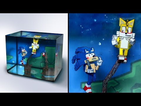 [FNF] Making Drowning Sonic saves Tails Sculpture Timelapse Minecraft Animation Friday Night Funkin