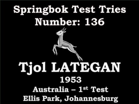 Tjol Lategan - Springbok Test Try 136 - 1953 Australia 1st Test Ellis Park