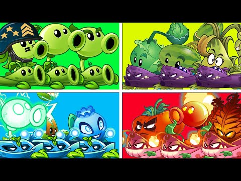 4 Team Plants PEA vs PULT vs FIRE vs ELECTRIC - Who Will Win? - PvZ 2 Battlez