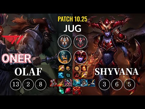 T1 Oner Olaf vs Shyvana Jungle - KR Patch 10.25