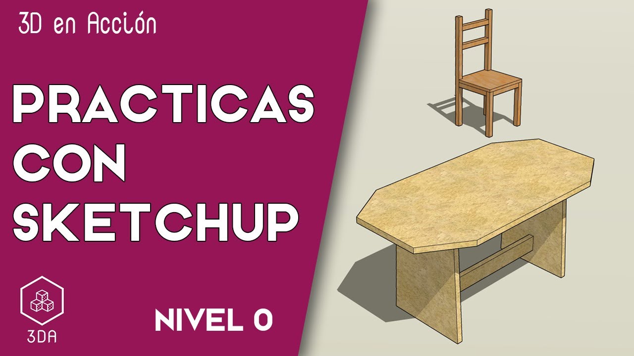 Sketchup. Prácticas de Nivel 0. Mesa poligonal y silla