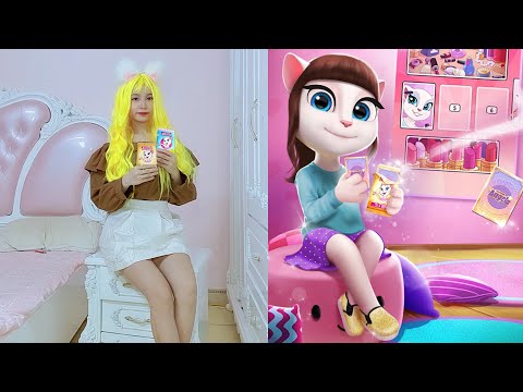 Angela 2 Imitation And Cosplay Girl Super Cool - My Talking Angela 2 In Real Life