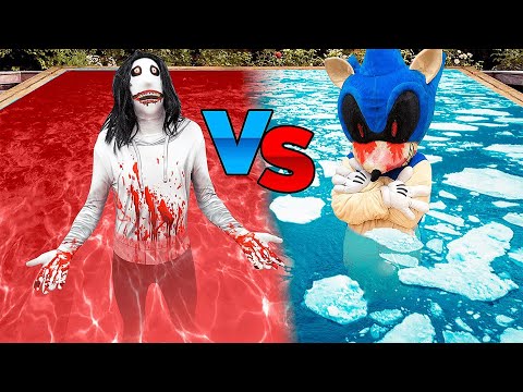 Desafío Piscina CALIENTE JEFF THE KILLER vs FRÍA SONIC.EXE !