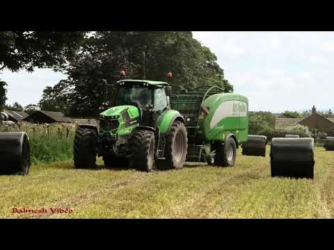 Silage '20 - Baling Oats and Barley for Silage - Deutz 6175 action.