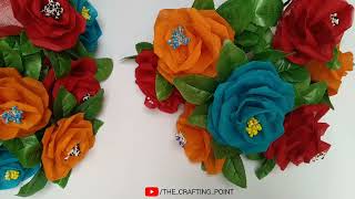 Rose flower making with organdy cloth How to make 
