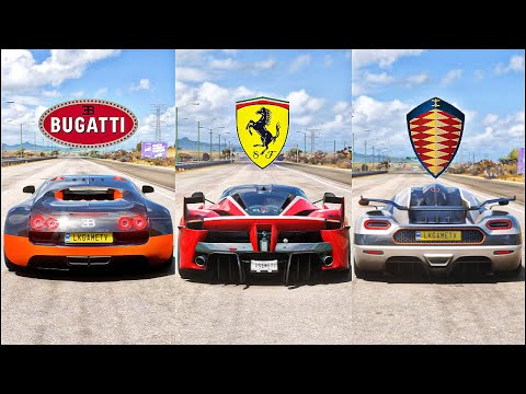 FH5 Drag Race! Bugatti Veyron vs Ferrari FXXK vs Koenigsegg One:1