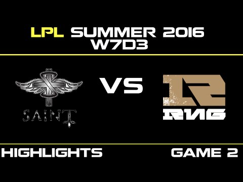SAT vs RNG Game 2 Highlights Tencent LPL Summer 2016 W7D3 Saint Gaming vs Royal Never Give Up   SAT