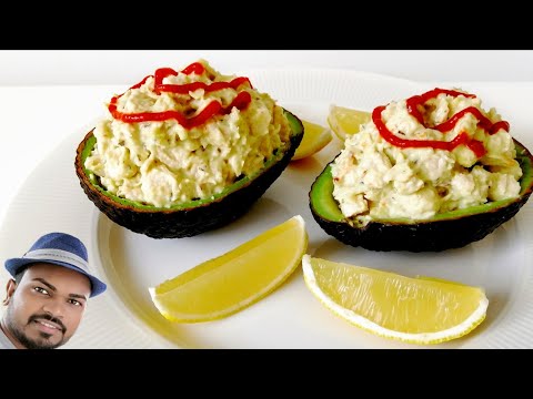 Chicken and Avocado Salad Recipe | "Chicken Salad Stuffed Avocado" | Garlic Parmesan Sauce