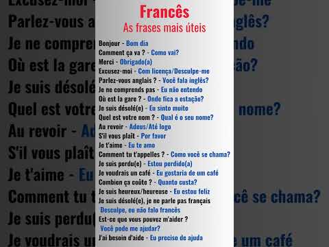 As frases mais úteis -  Francês para iniciantes #shotrs
