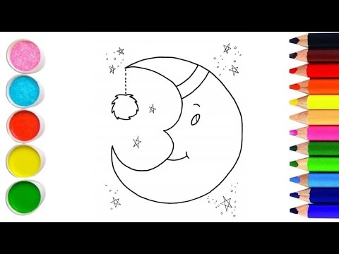 how to draw the moon for kids | как нарисовать луну для детей