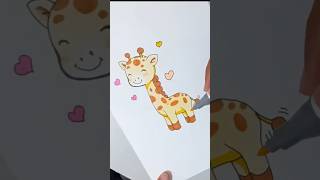 How to Draw a Cute Baby Giraffe 🦒💛 | Easy Drawing for Kids Step by Step #shorts